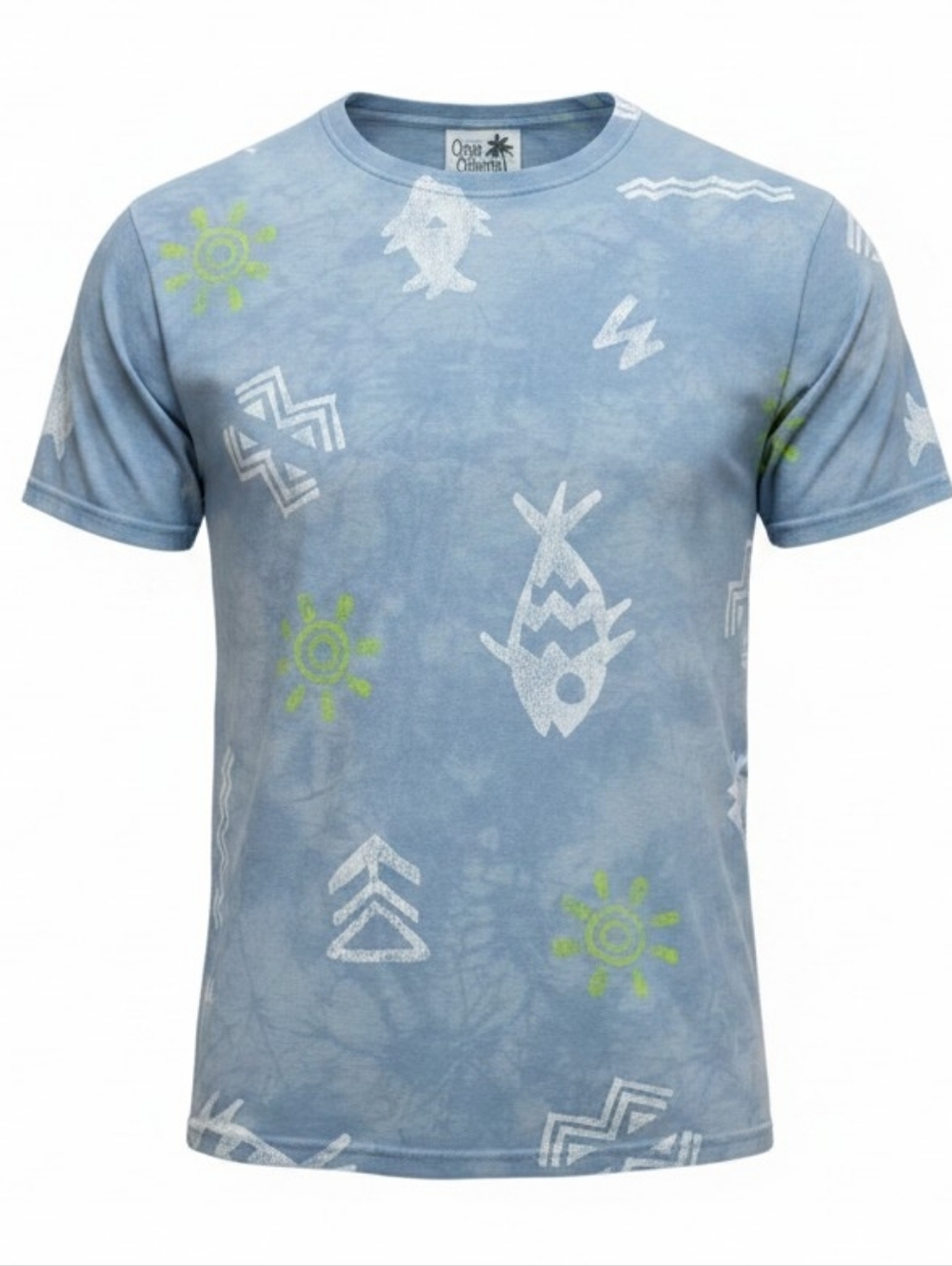 COPA‎ CABANA | Vintage Made in USA Blue Crystal Wash Tribal Fish Shirt | 1X